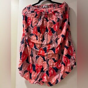 Ava Sky Coral and Navy Floral Top